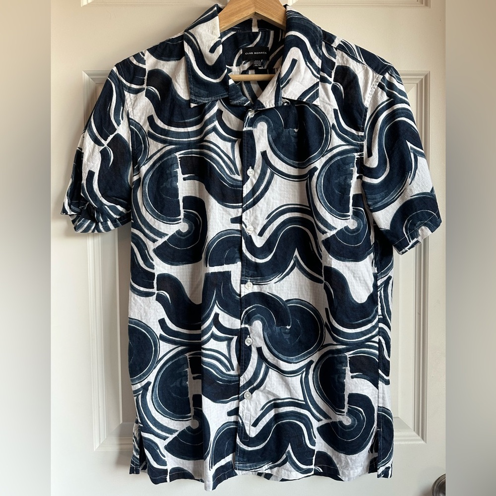 Club Monaco Camp Collar Waves Shirt
